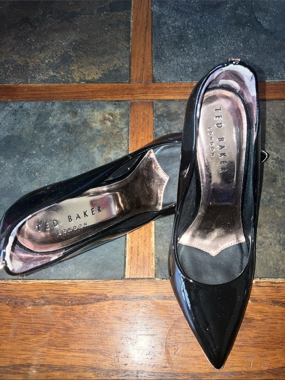 Ted Baker Black Patent Pointed-Toe Heels